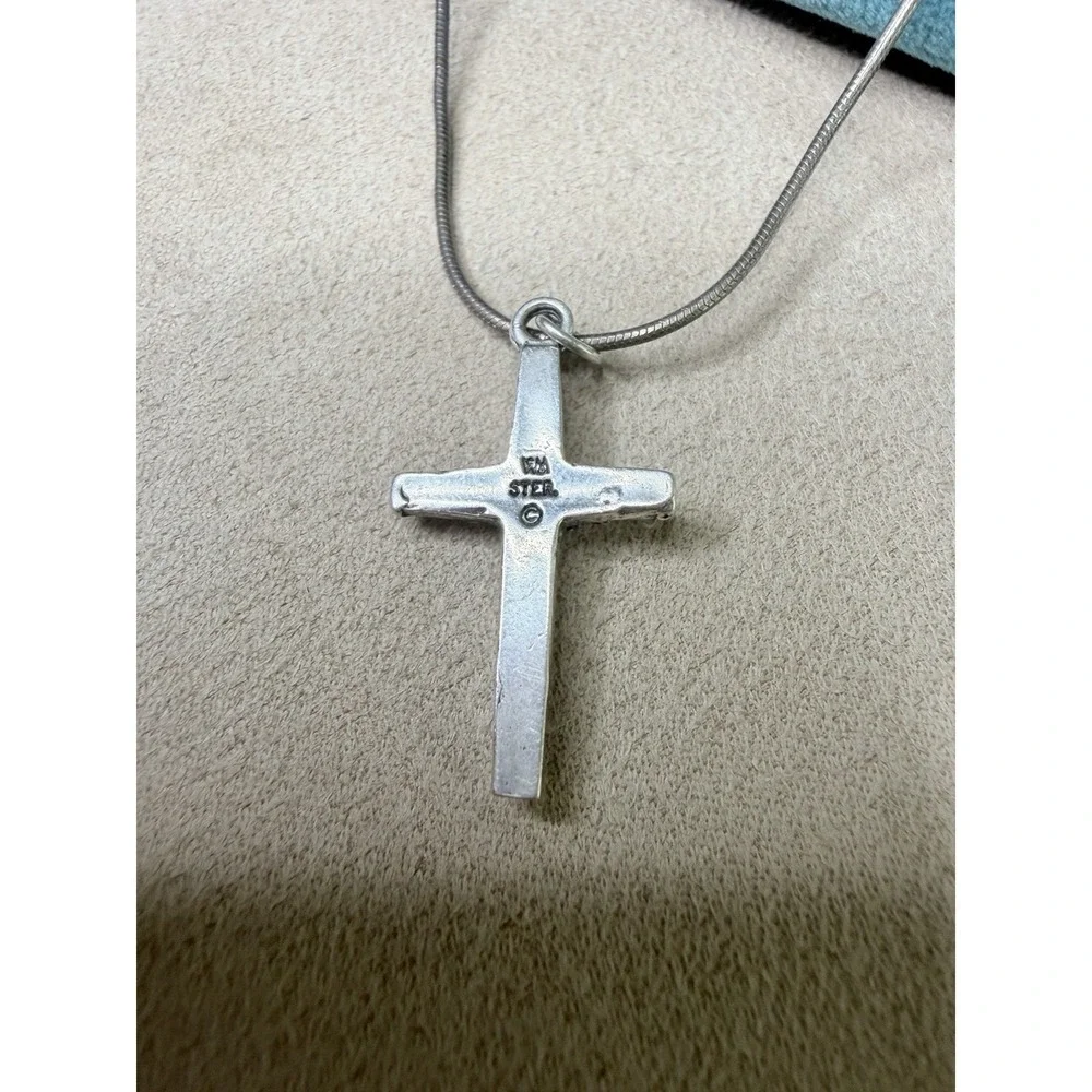 Vintage Wheeler Mfg‎ WM Sterling Silver Leaf Cross Pendant 18